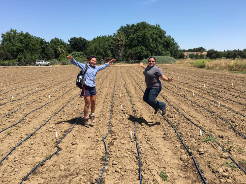  Jumping for joy at the Student farm getting ready to plant some SCOPE peppers with Saarah Kuzay