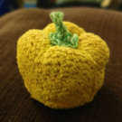 The pepper Randi spun and crocheted